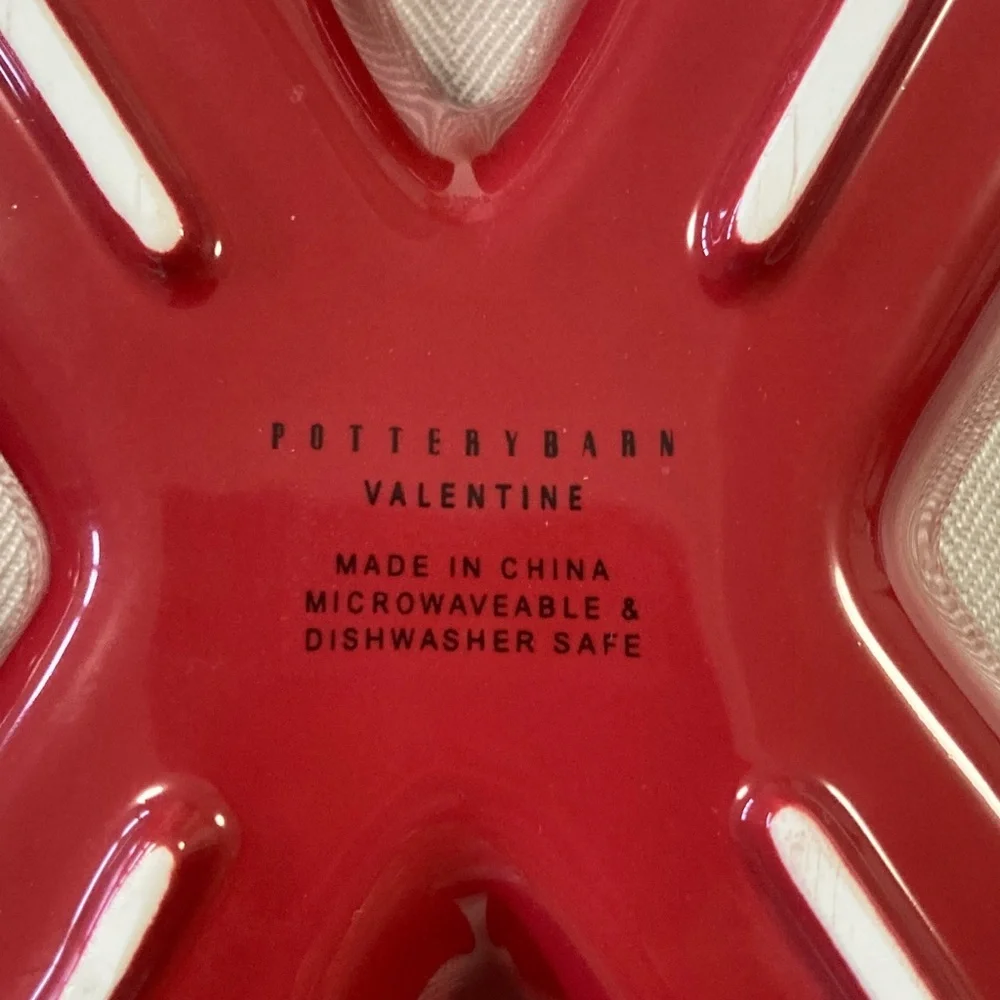 Pottery Barn Red Ceramic X-Shaped Trays Hugs